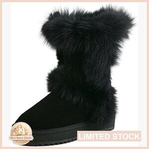 Genuine Suede Platform Boots Furry Winter Short Snow Boots Waterproof